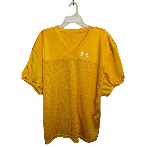 Under Armor Blank Men’s Yellow Football Jersey Sportswear Streetwear Sz L Fall - Picture 1 of 8